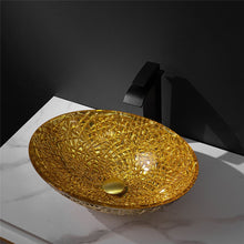 Cargar imagen en el visor de la galería, High Grade Electronic Plating Glass Sink Oval Shape Crystal Wash Basin
