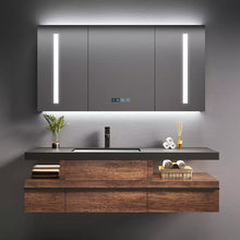 Load image into Gallery viewer, Black Engineered Stone Bathroom Vanity , Reclaimed Solid Wood Furniture Rustic Vanity
