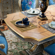 Cargar imagen en el visor de la galería, ANTIQUED PLATINUM GOLD WOOD DINING TABLE SET 6 Seater
