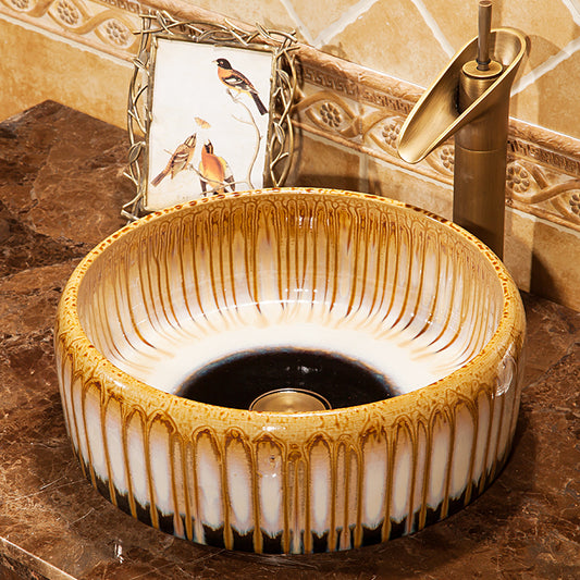 Porcelain Glazed Counter Top Wash Basin Hand Made