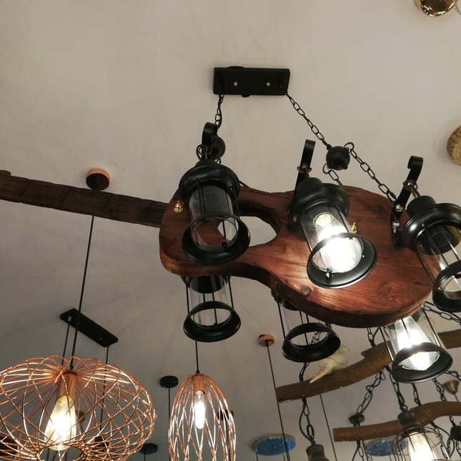 Top sale fashion wood energy saving light source chandeliers hanging lamp vintage pendant lights for home loft cafe decoration