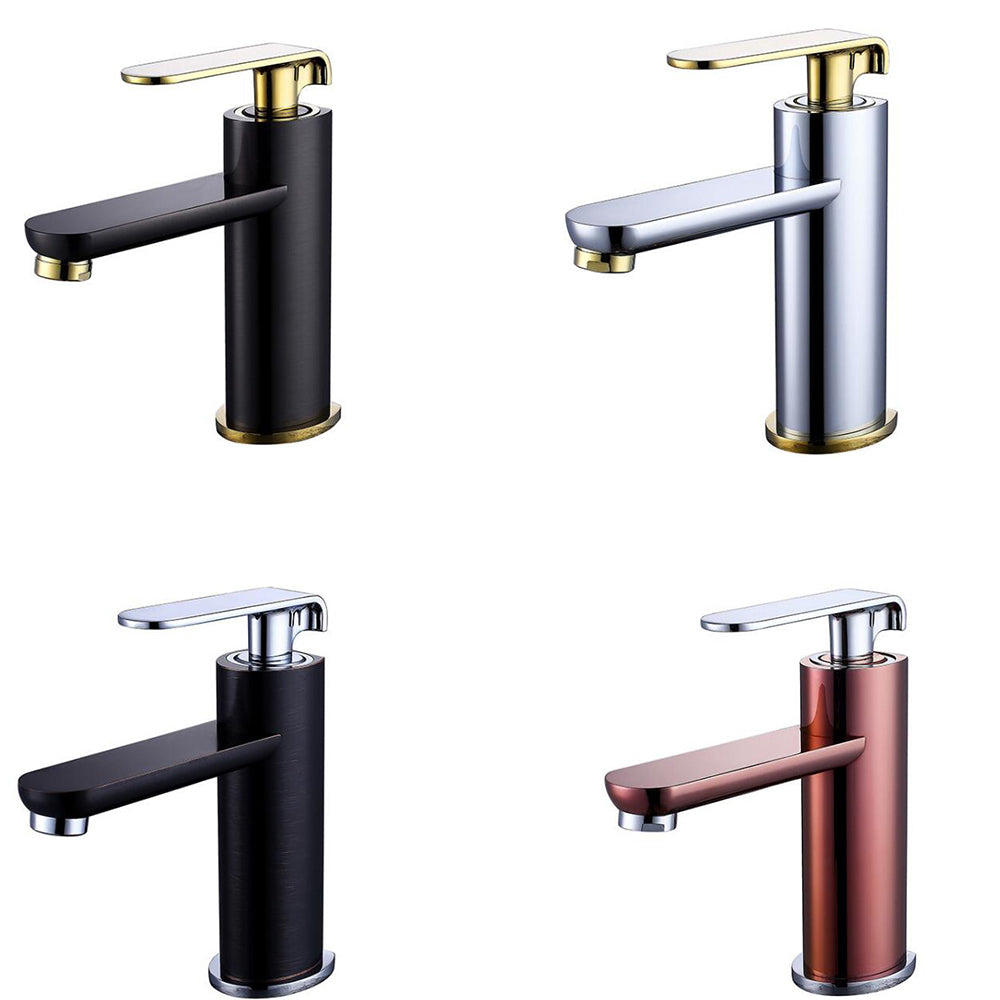 Bathroom 4 Colors Deck Mounted Single Handle Basin Faucet Rose Gold Black