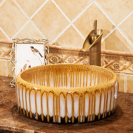 Porcelain Glazed Counter Top Wash Basin Hand Made