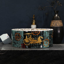 Load image into Gallery viewer, Art Sink Basin Designer Horse Pattern Wash Basin Porcelain Hand Painted
