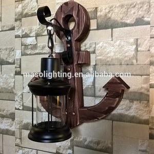 anchor decor wood vintage antique screw E27 wall lamps