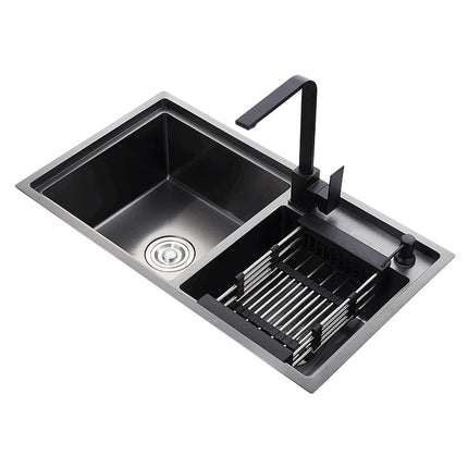 Double Bowl Nano Black Kitchen Sink 304 Stainless-steel 4mm Thickness