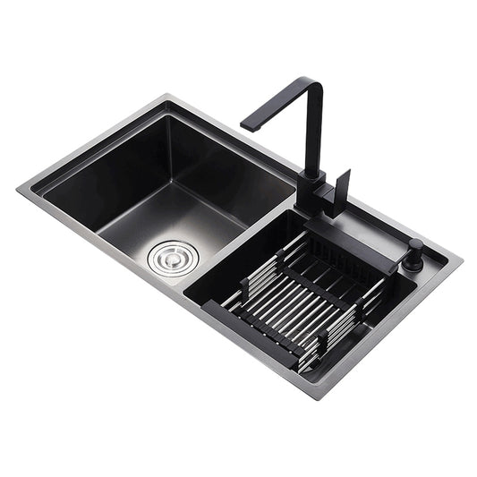 Double Bowl Nano Black Kitchen Sink 304 Stainless-steel 4mm Thickness