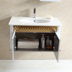 wall hung stainless steel bathroom vanities