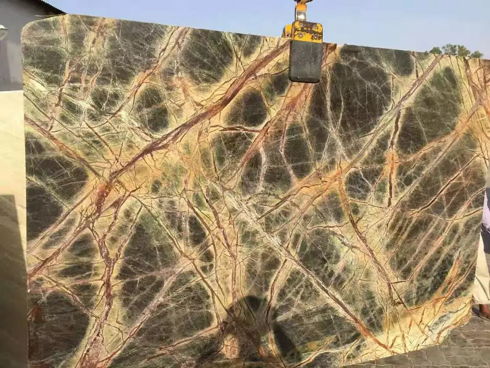 Natural India rainforest fancy green marble slab