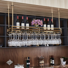 Load image into Gallery viewer, Metal glass cork holder shelf countertop display red wine rack
