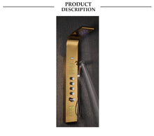 Cargar imagen en el visor de la galería, Gold Chrome LED Lights Massage Shower Panel - 1500*220mm
