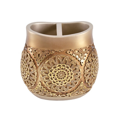 Ensemble de salle de bain de luxe 7 pièces en résine avec accessoires de salle de bain dorés 