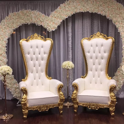 Thronstuhl für königliche Hochzeiten, weiß-goldener Akzentstuhl (Farbe anpassbar, bitte kontaktieren Sie uns) 
