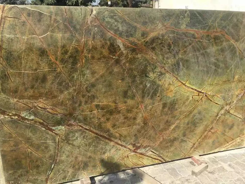 Natural India rainforest fancy green marble slab