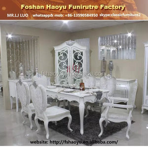 new design fancy wooden dining table, white wooden dining set, table chair