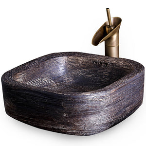 Hand Carved Table Top Wash Basin Rustic