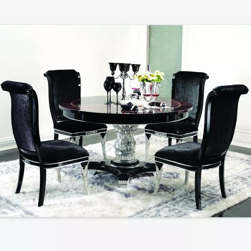 round dining table with rotating centre, black table with chair