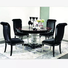 Load image into Gallery viewer, round dining table with rotating centre, black table with chair
