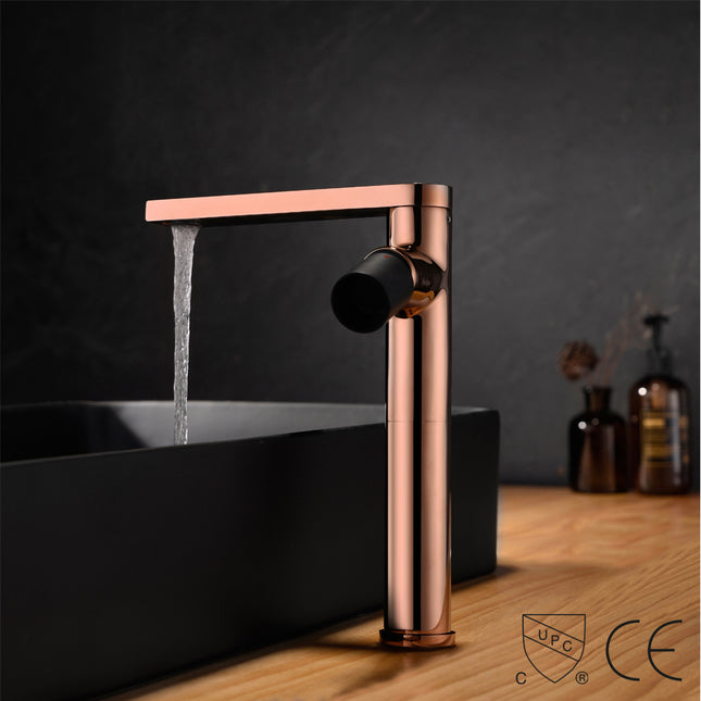 Boutique Solid Brass Single Handle Long Neck Hand Wash Bathroom Faucet