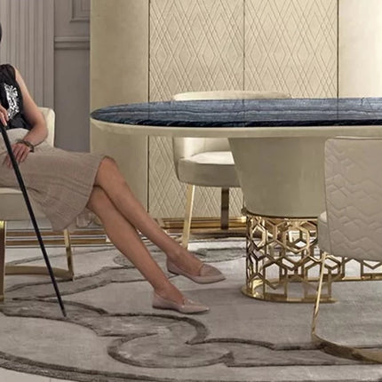 italian modern oval dining table set esstisch luxury marble high end factory travertine stone marble dining table