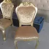 Load image into Gallery viewer, new design luxury wedding rental chair, hotel gold wooden armrest dining chair
