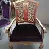 Load image into Gallery viewer, new design luxury wedding rental chair, hotel gold wooden armrest dining chair
