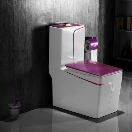 Elegant Toilet Bowl Violet Square Floor Mounted Gravity Flushing Dual-Flush