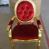 Cargar imagen en el visor de la galería, new design luxury wedding rental chair, hotel gold wooden armrest dining chair
