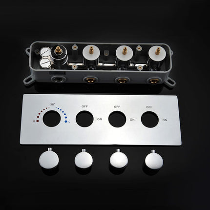 Pommeau de douche encastré au plafond avec éclairage LED en acier inoxydable