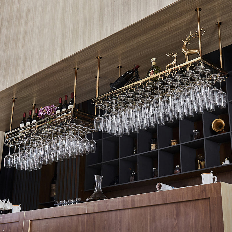 Metal Glass Cork Holder Shelf Countertop Display Red Wine Rack