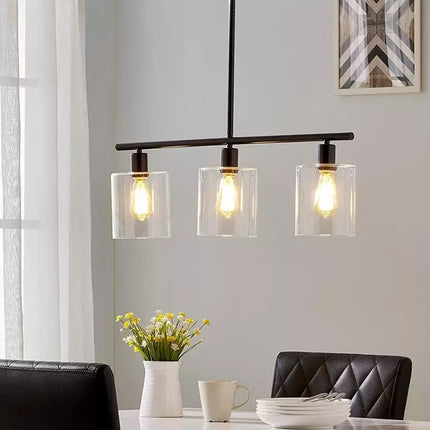 Moderne, polierte Stahl-Pendelleuchte mit 3 Leuchten für Küche oder Esszimmer 