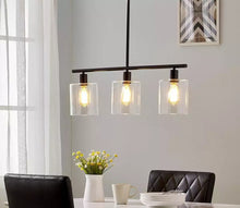 Load image into Gallery viewer, Modern Polished Steel Kitchen or Dining 3-Lights Linear Pendant Lamp
