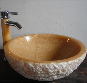 Chiseled Finished marble onyx bathroom sink bowl