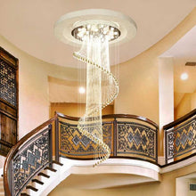 Cargar imagen en el visor de la galería, Big Long Hotel High Ceiling Spiral Crystal Chandelier
