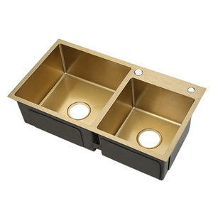 Gold 304 Stainless Steel Kitchen Sink Nano Gold Technology 3mm Thickness
