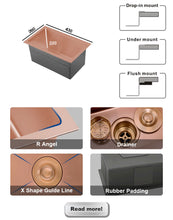 Load image into Gallery viewer, 304 Rose Gold Sink for Bar or Kitchen handmade rectangular used undermount kitchen sinks stainless steel sink

