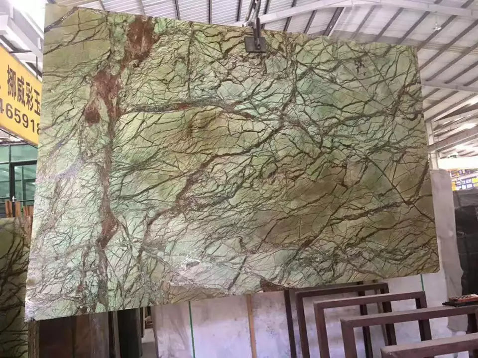 Natural India rainforest fancy green marble slab