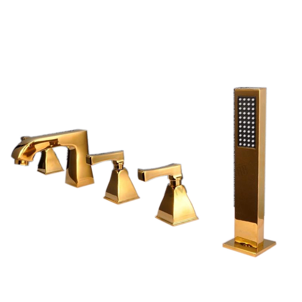 Brass gold deck mounted bathtub faucet 5 hole bathtub mixer tap