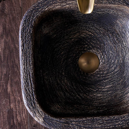 Lavabo de table sculpté à la main, style rustique 