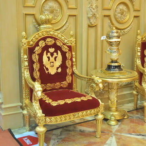 luxury Solid Wood Gold Plated Throne Chair