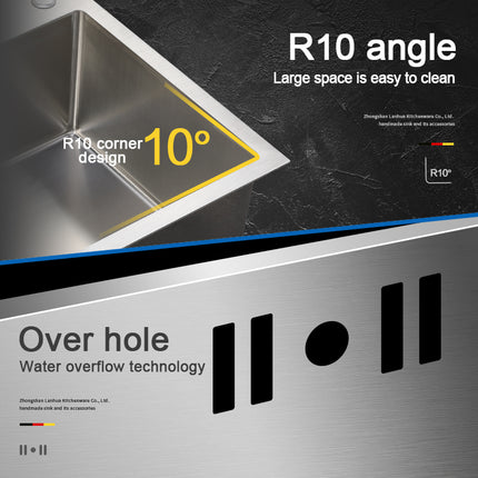 Évier de cuisine rond à double cuve Nano en acier inoxydable 304, couleur argent