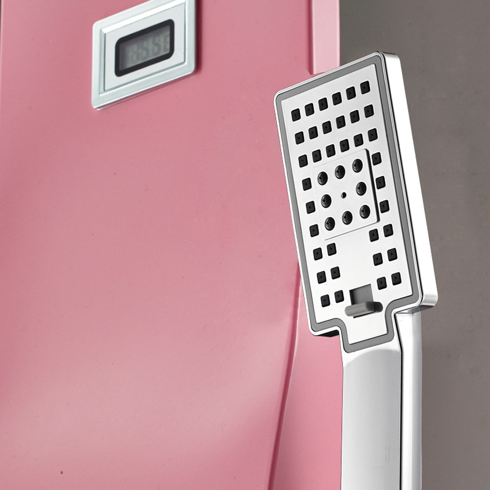 Painting Stainless Steel Pink Waterfall Shower Column Panel with Digital Temperature Display