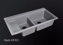 Cargar imagen en el visor de la galería, Double bowl kitchen sink with draining board / 970*505*235mm
