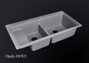 Double bowl kitchen sink with draining board / 970*505*235mm