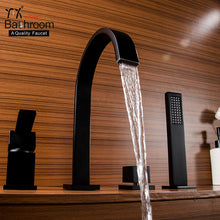 Загрузить изображение в средство просмотра галереи, Contemporary deck mounted bathtub shower faucet matte black bathtub faucet
