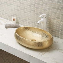 Load image into Gallery viewer, Glazed ceramic golden color wash basin in pubic
