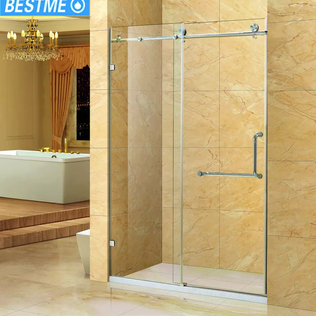 Maßgefertigte, rahmenlose Duschtüren aus gehärtetem Glas in Chromfarbe für Hotels 