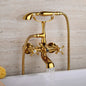 Luxury Floor Mounted gold plated 3 Handle bathtub Faucet