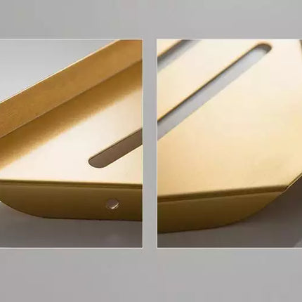 Modern Wall Mounted Brushed Gold Basket Dual Tiers Corner Shelf