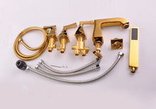 Load image into Gallery viewer, Brass gold deck mounted bathtub faucet 5 hole bathtub mixer tap
